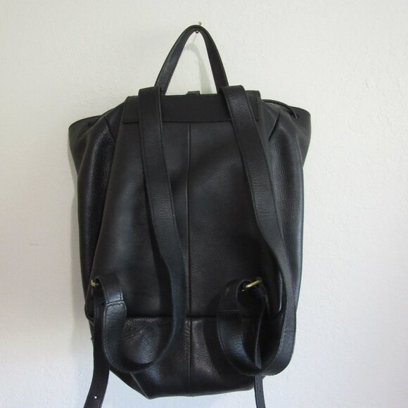 MADEWELL Black Leather Adjustable Straps Drawstring Closure Backpack - Picture 3 of 7